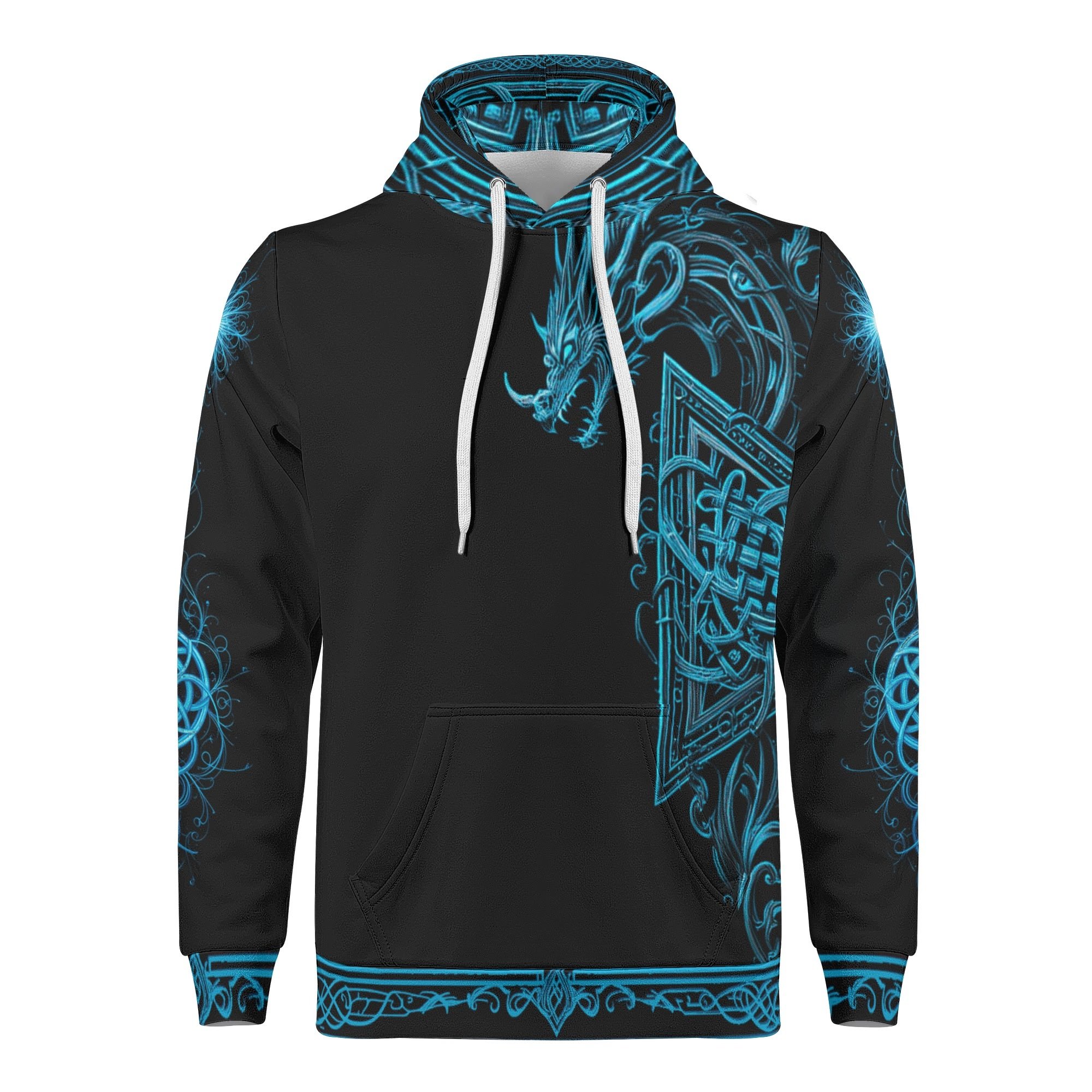 Men's all-over Celtic print warm velvet hoodie