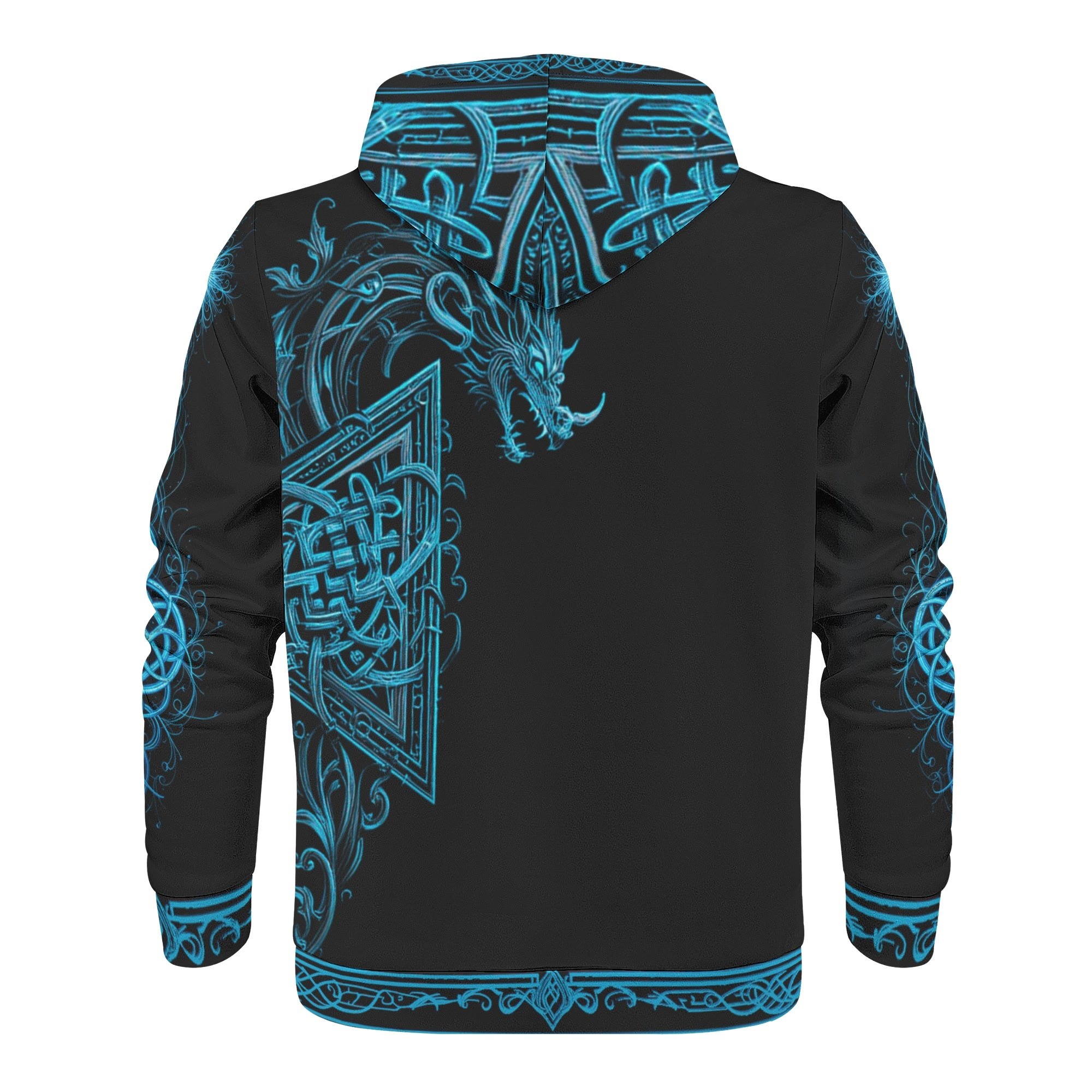 Men's all-over Celtic print warm velvet hoodie