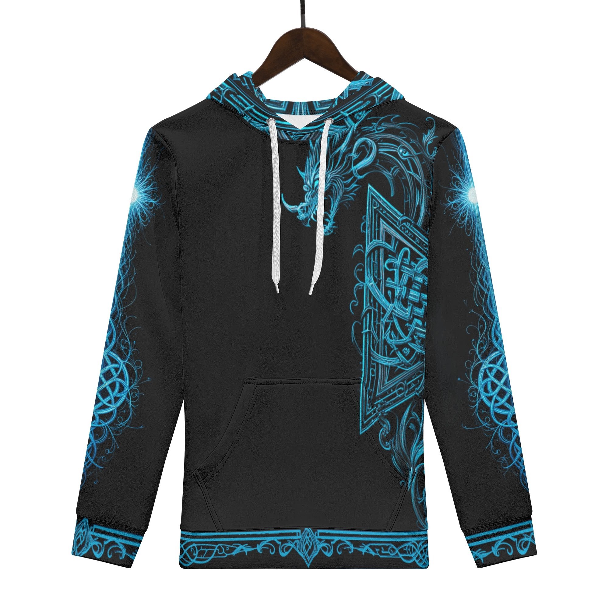 Men's all-over Celtic print warm velvet hoodie