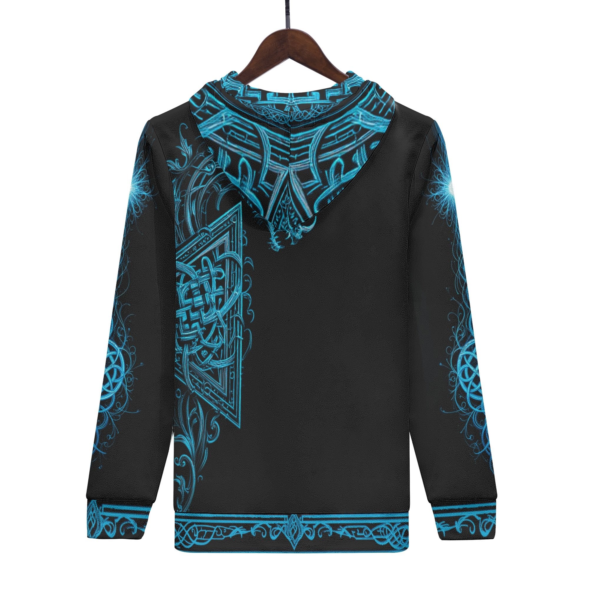 Men's all-over Celtic print warm velvet hoodie