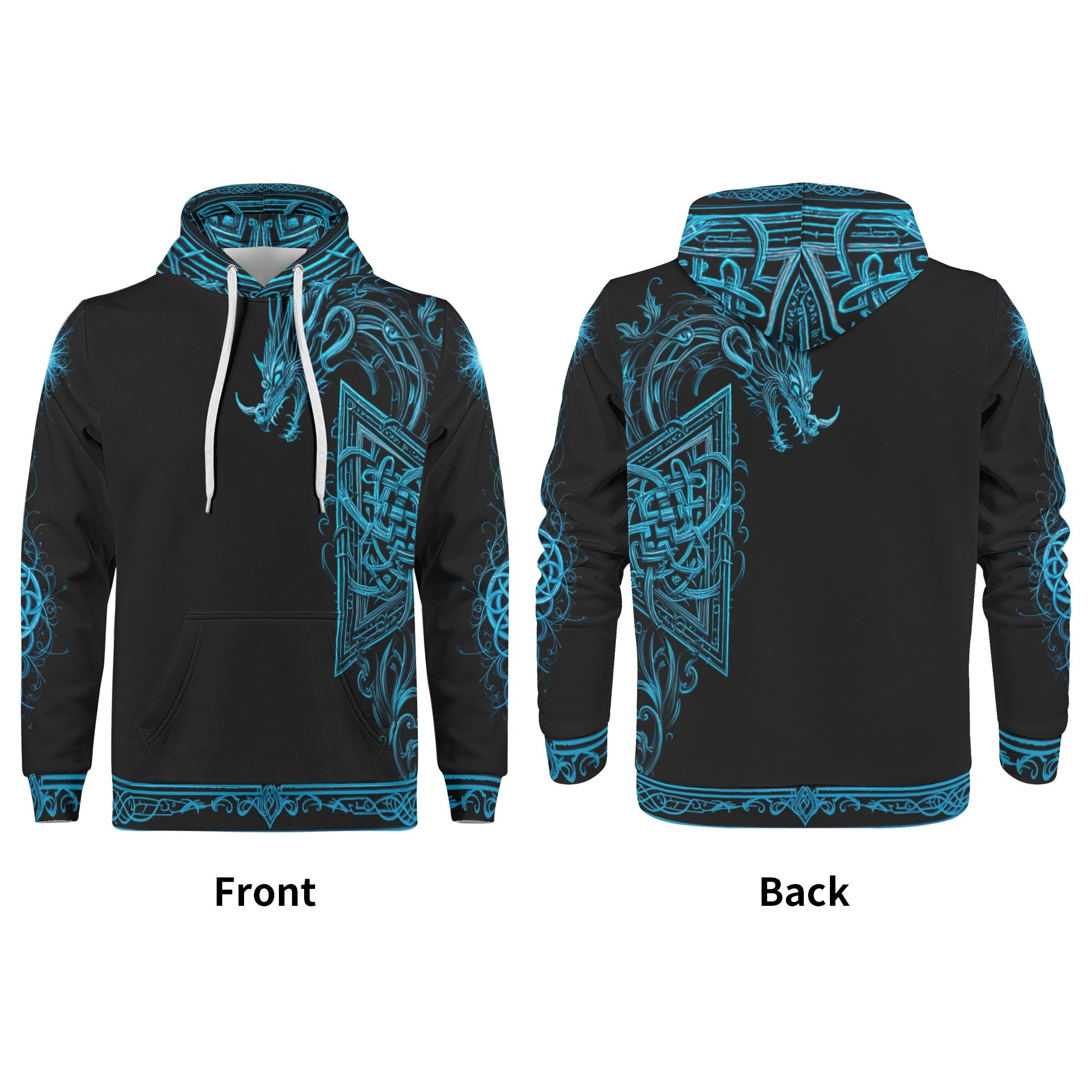 Men's all-over Celtic print warm velvet hoodie