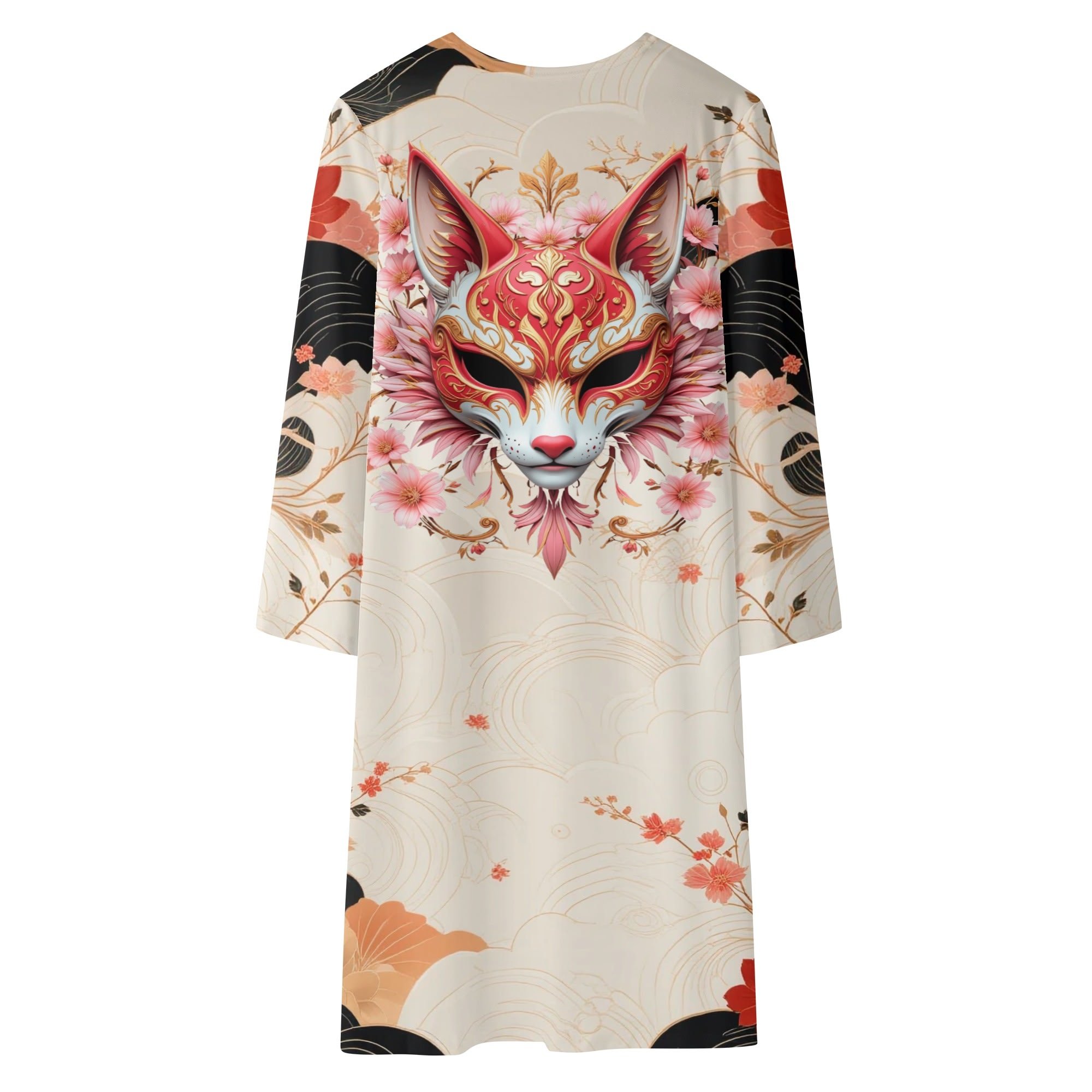 Women's Long Loose Lightweight Kitsune Kimono Cardigan for Spring and Summer