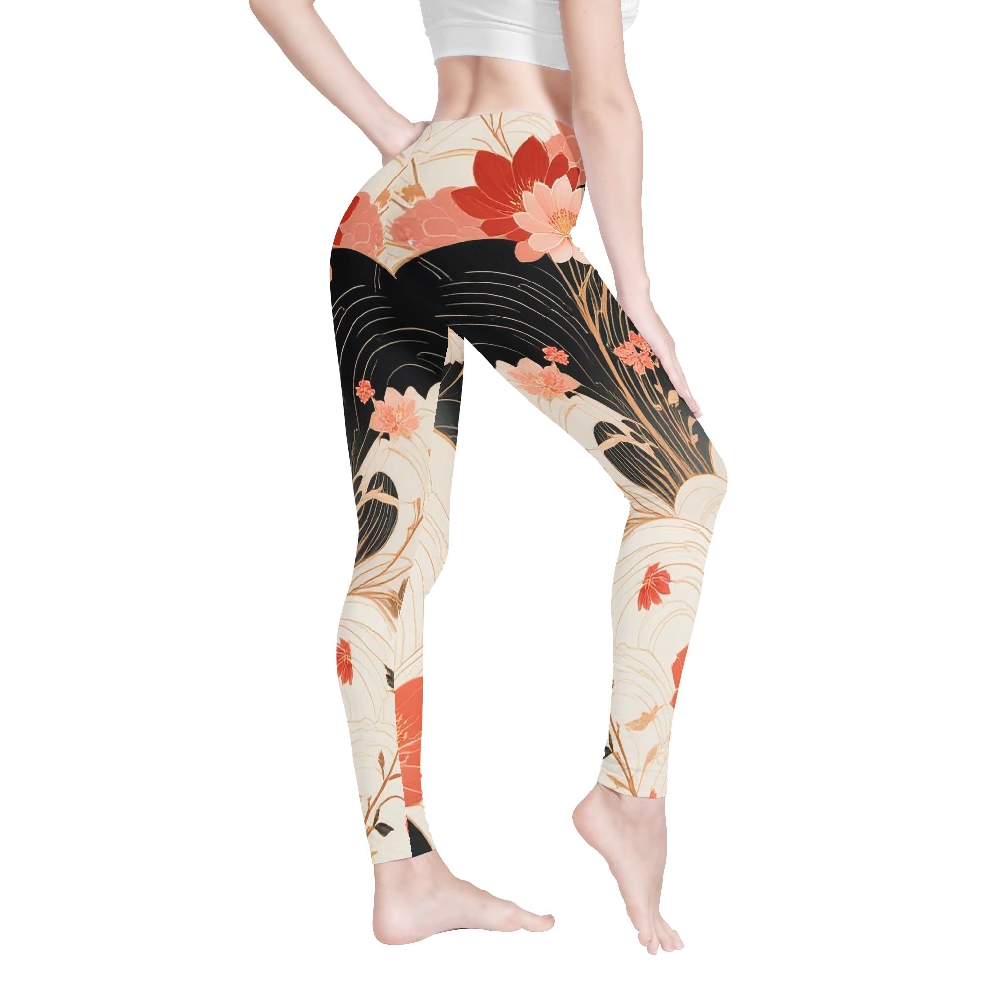 Women's Yoga Pants Leggings with Mid Waist and All Over Print