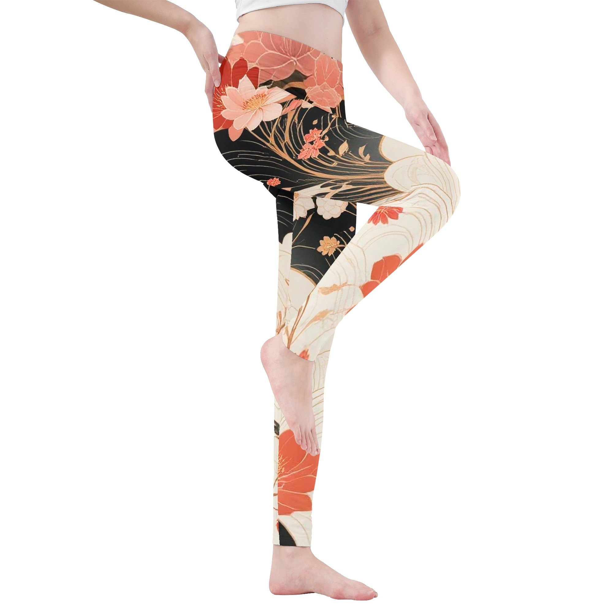 Women's Yoga Pants Leggings with Mid Waist and All Over Print