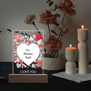 Personalized Rectangular Acrylic LED Night Light Valentine's Day