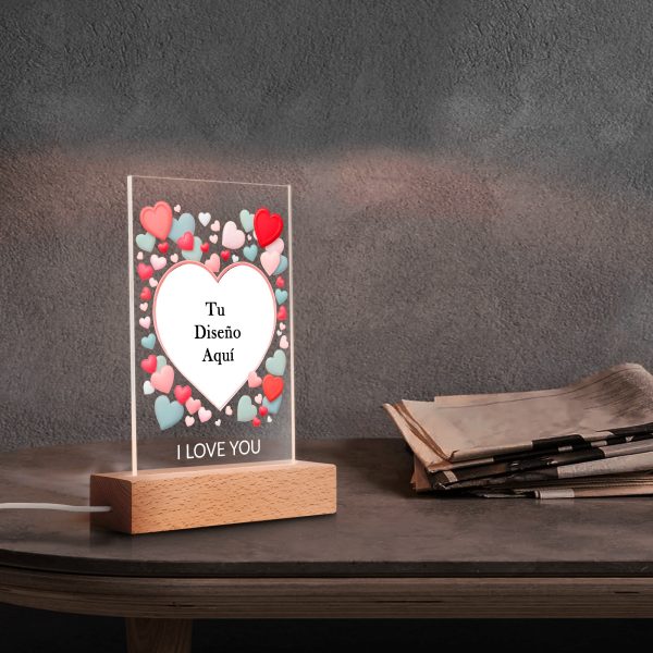 Personalized Rectangular Acrylic LED Night Light Valentine's Day