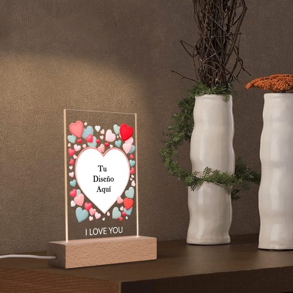 Personalized Rectangular Acrylic LED Night Light Valentine's Day