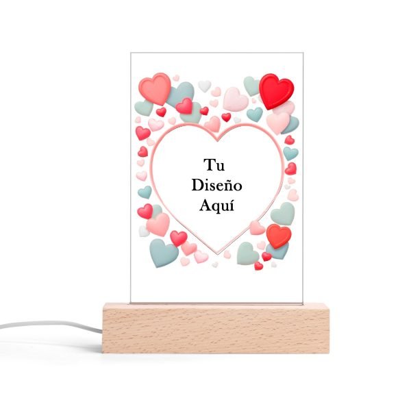 Personalized Rectangular Acrylic LED Night Light Valentine's Day