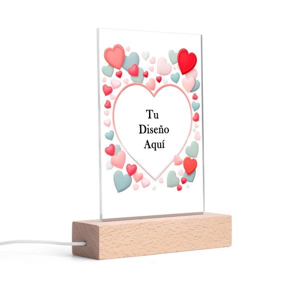 Personalized Rectangular Acrylic LED Night Light Valentine's Day