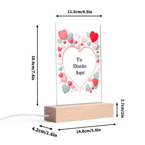 Personalized Rectangular Acrylic LED Night Light Valentine's Day