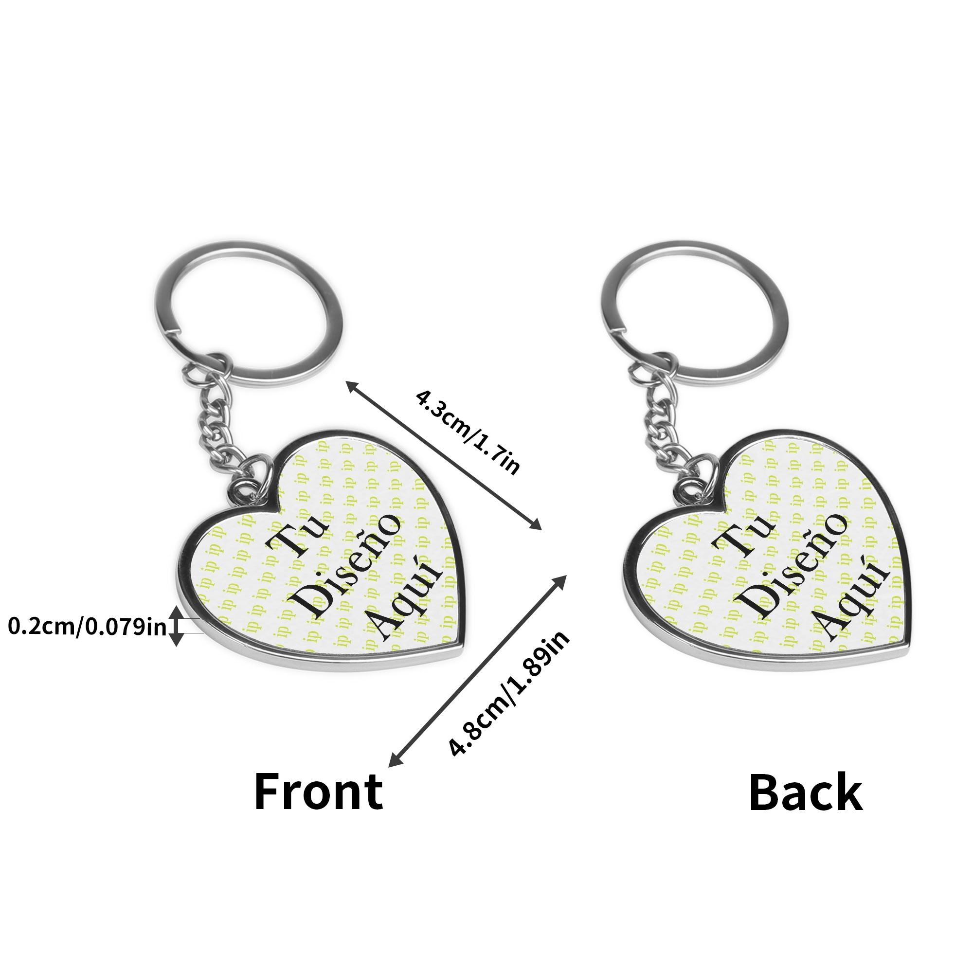 Personalized Double Sided Heart Shaped Keychain