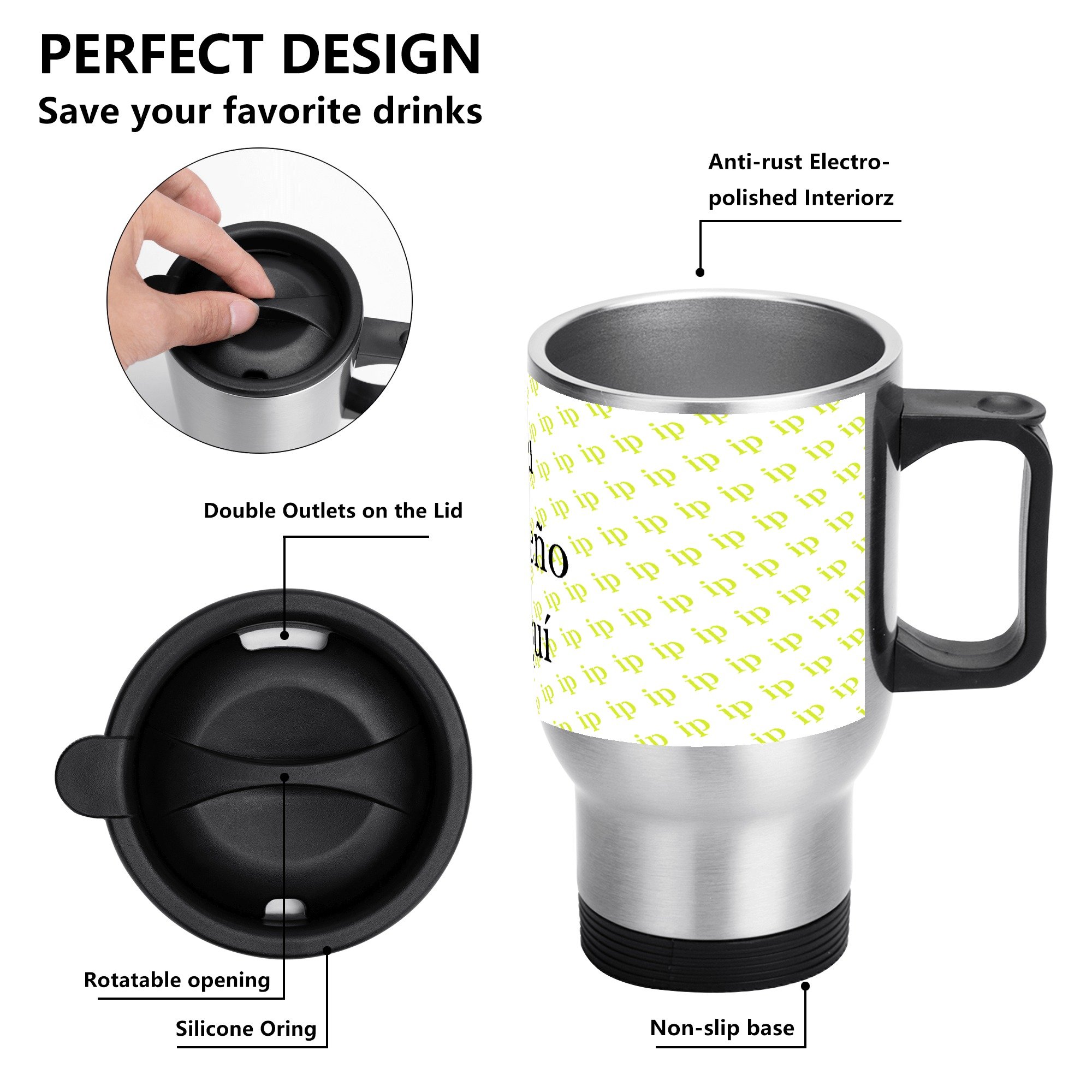 Stainless Steel Travel Coffee Mug (14 oz)