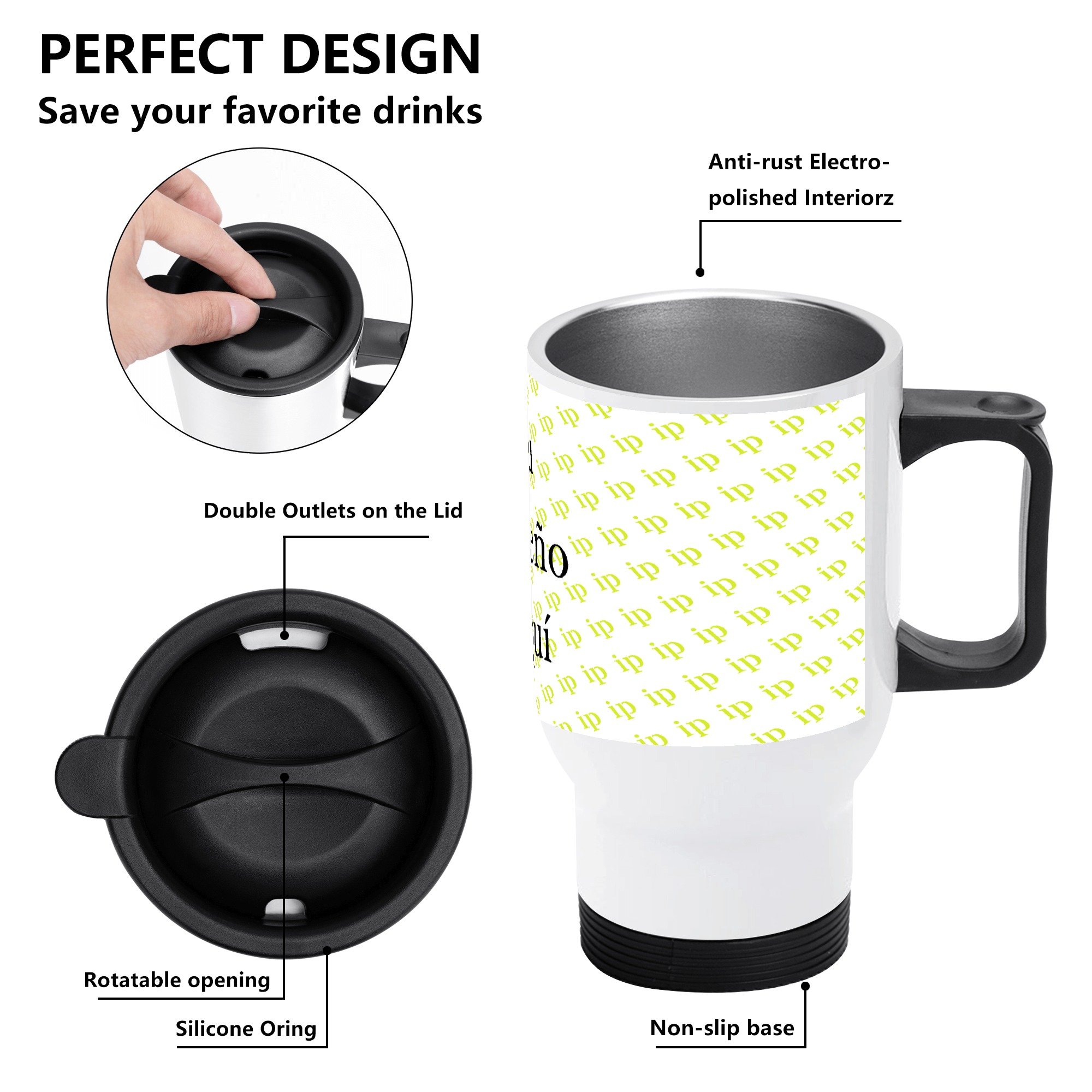 Stainless Steel Travel Coffee Mug (14 oz)