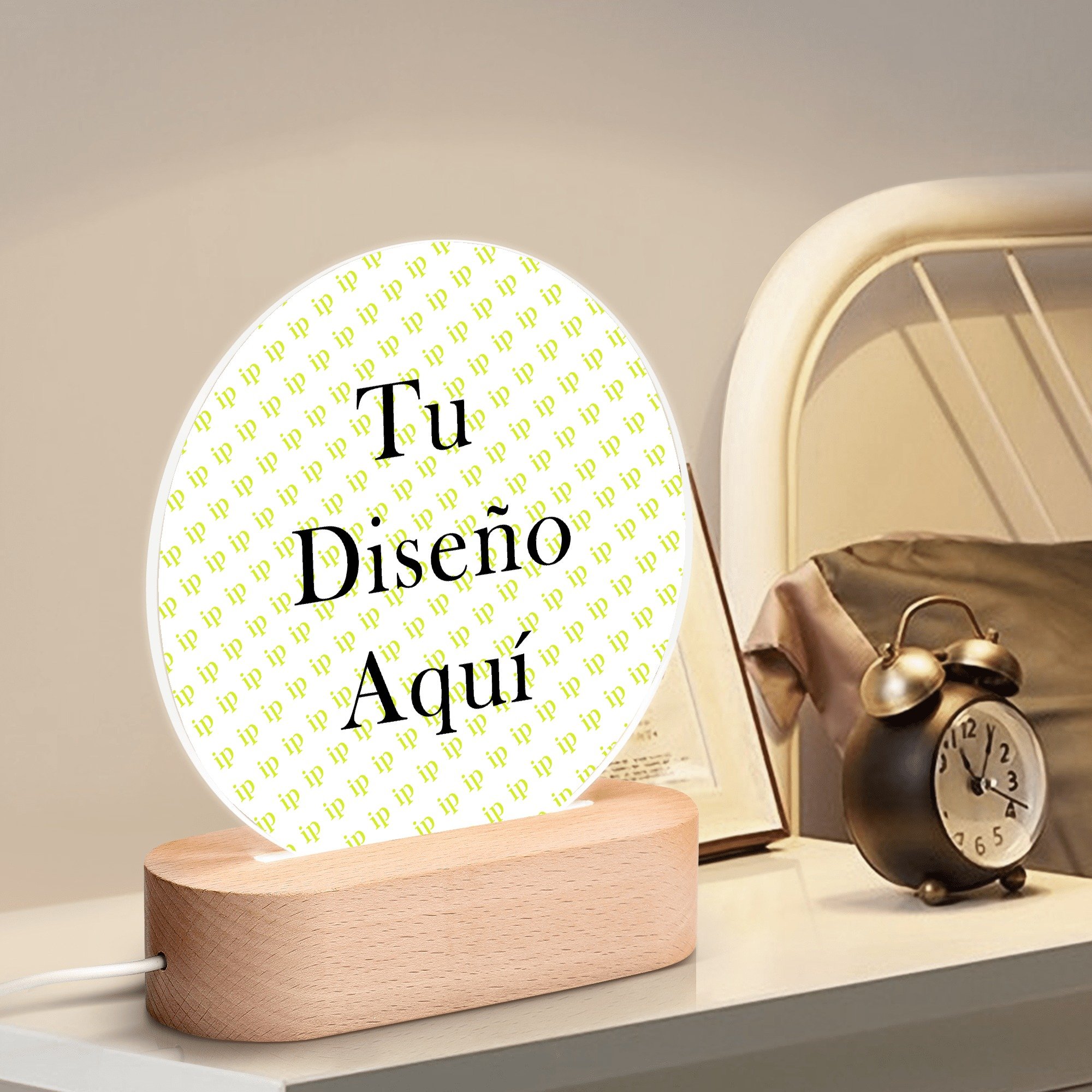 Personalised Name Acrylic Round Lamp Night Light Home Decor