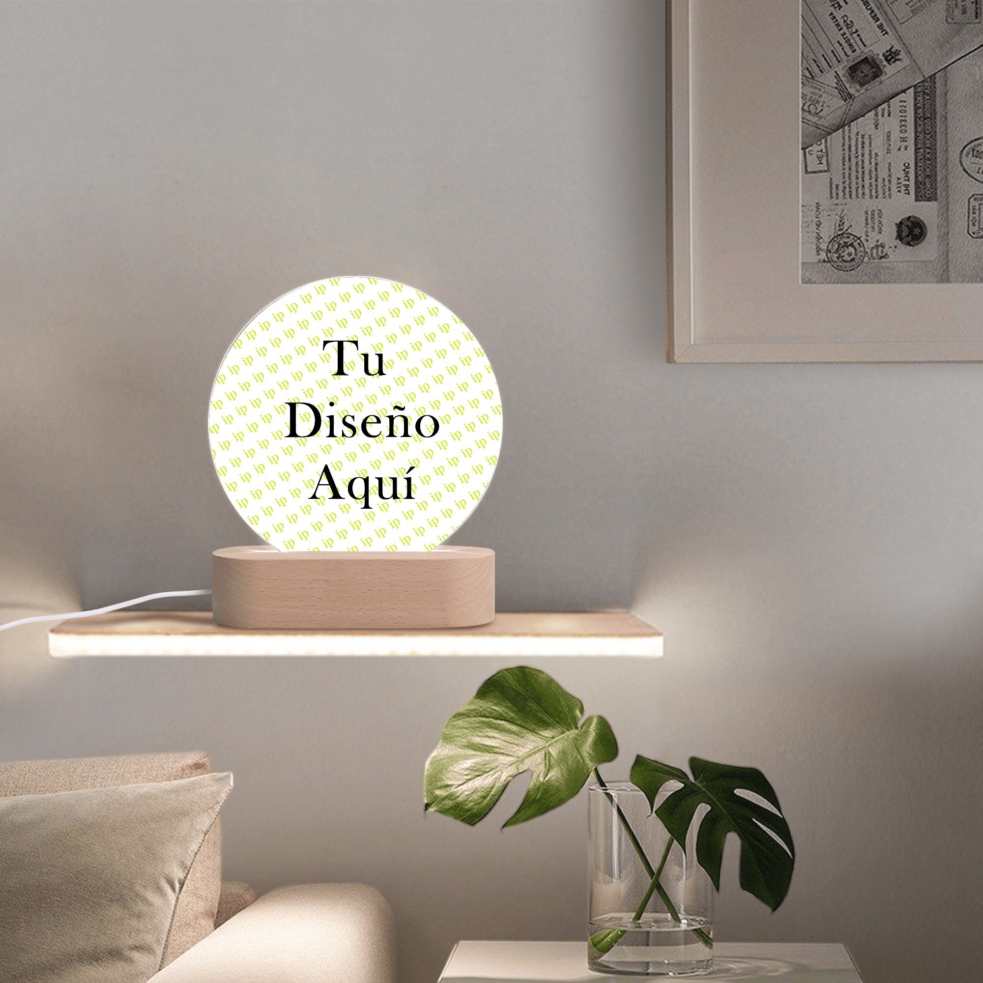 Personalised Name Acrylic Round Lamp Night Light Home Decor