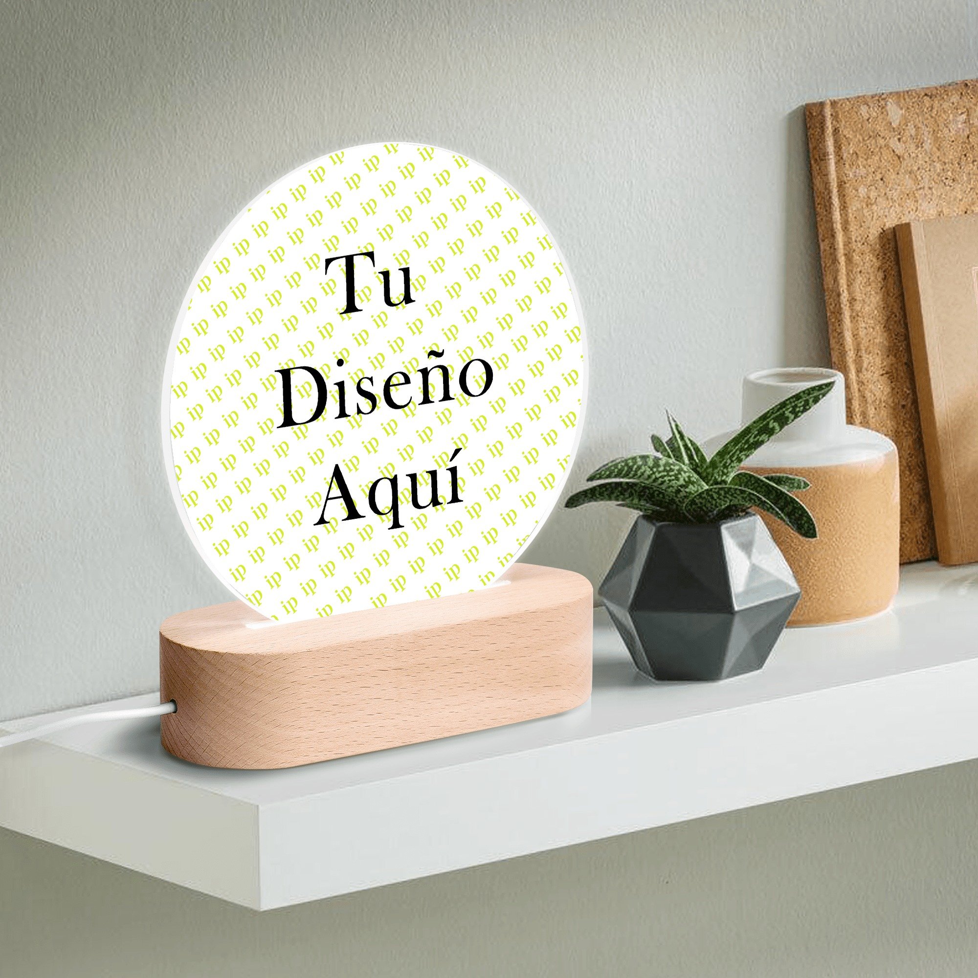 Personalised Name Acrylic Round Lamp Night Light Home Decor