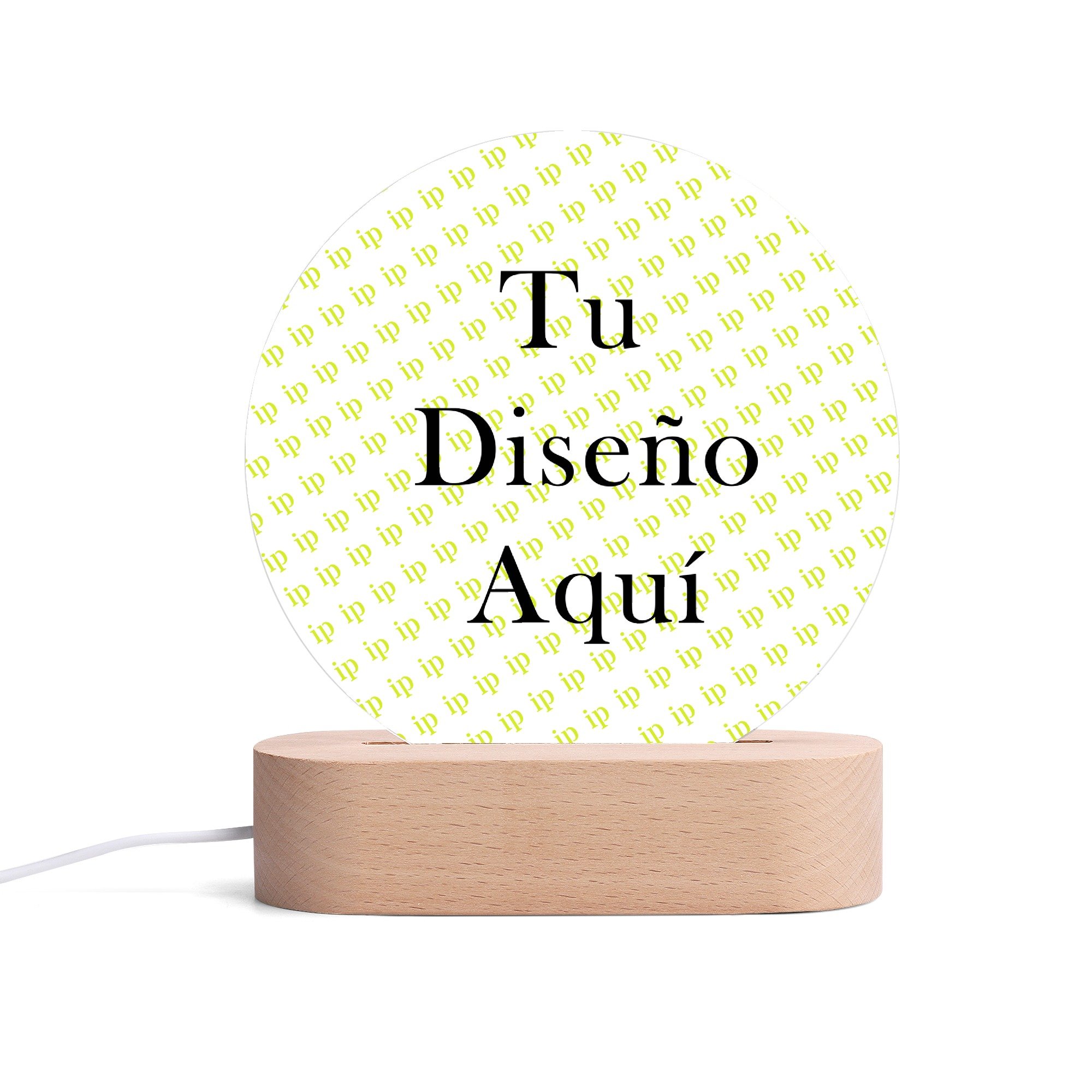 Personalised Name Acrylic Round Lamp Night Light Home Decor