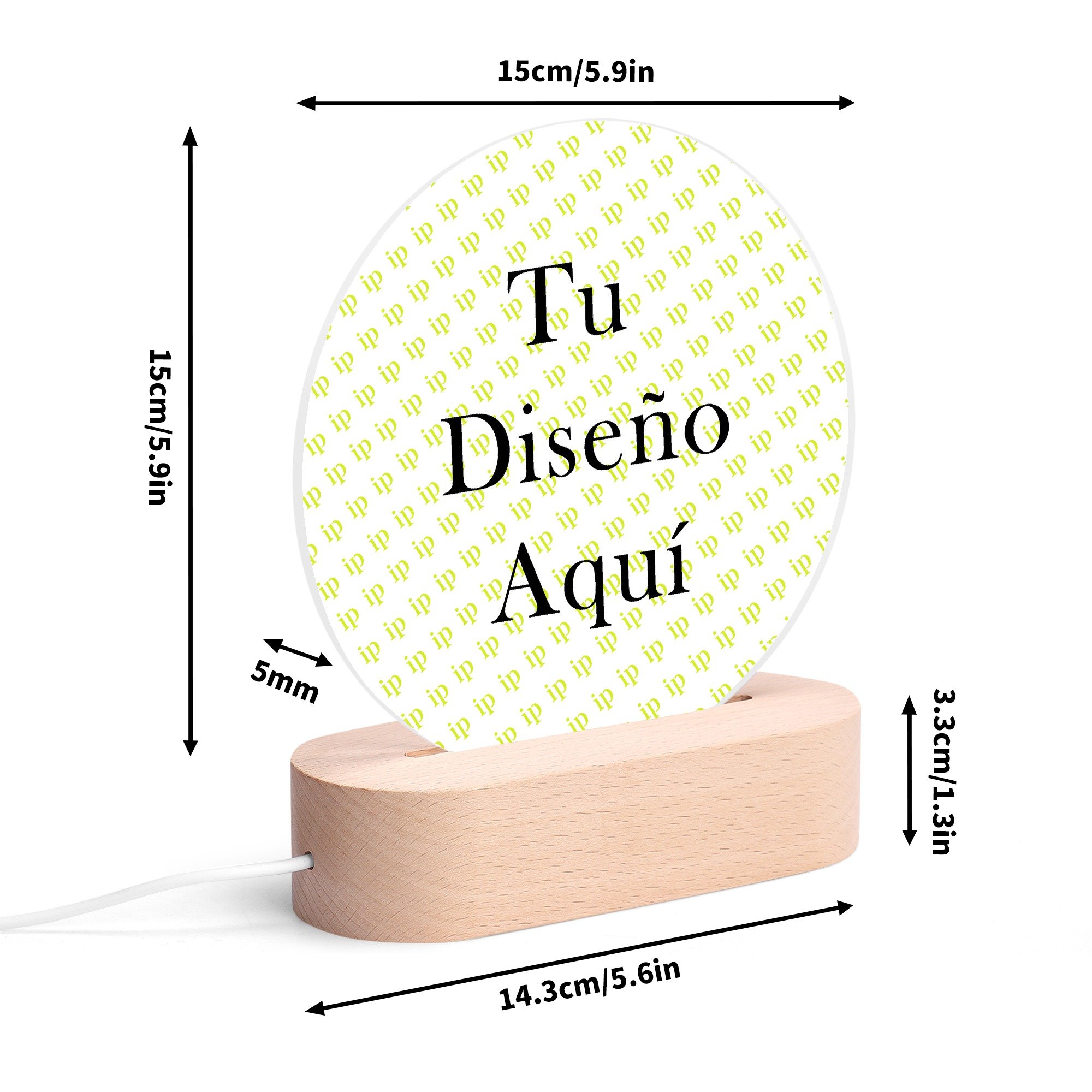 Personalised Name Acrylic Round Lamp Night Light Home Decor