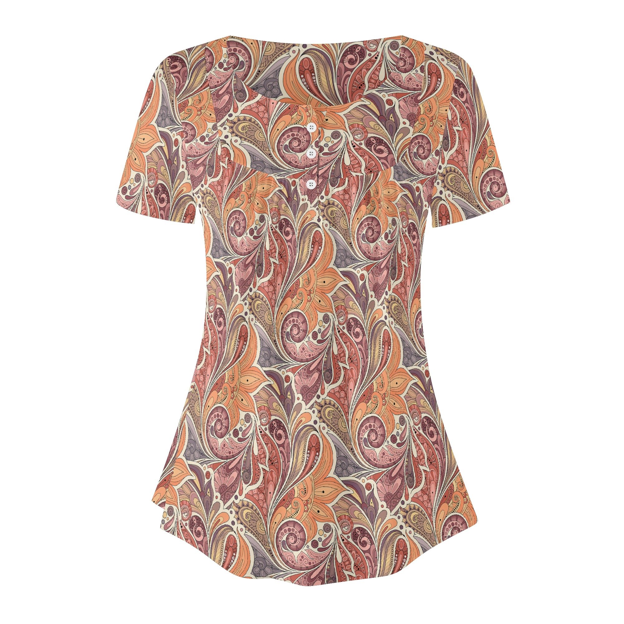 Women's Boho Chic Round Neck Short Sleeve Loose Blouse