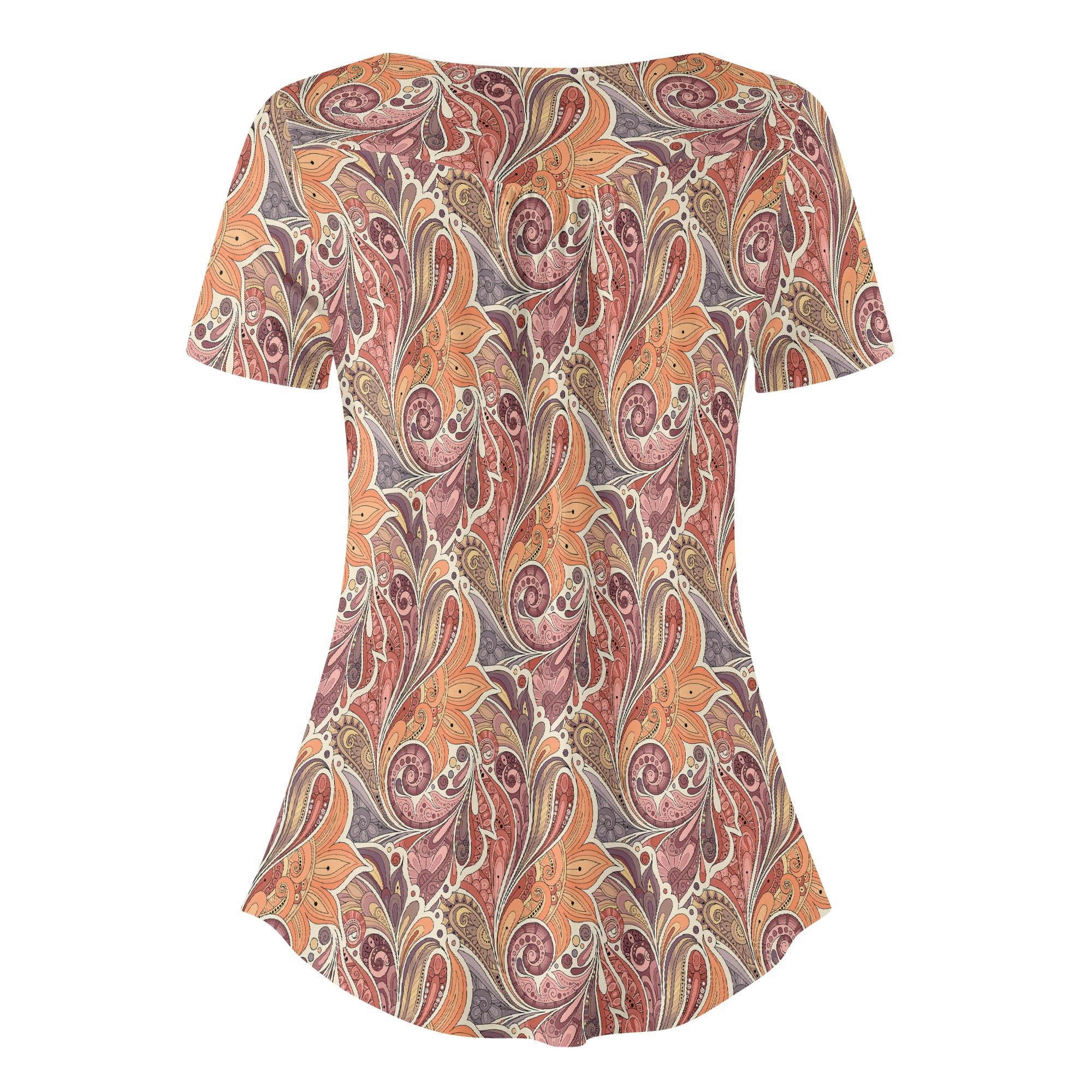 Women's Boho Chic Round Neck Short Sleeve Loose Blouse