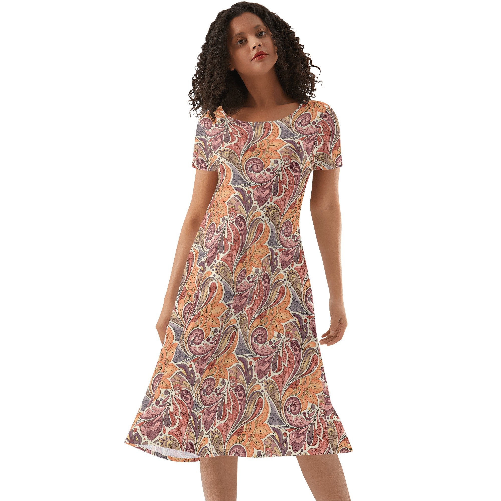 Women's Boho Chic Short Sleeve Ruffle Dress