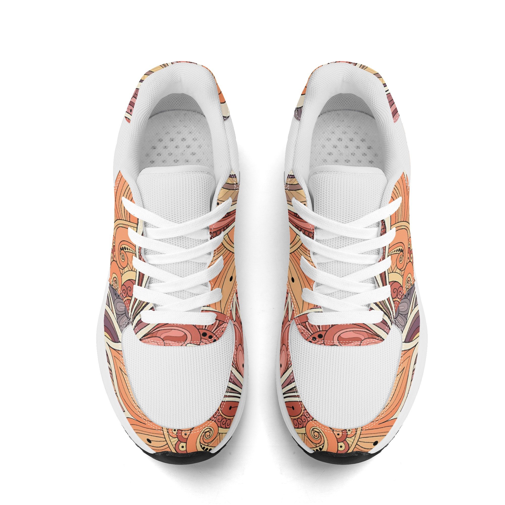 Low-top PU and mesh platform sneakers, lightweight, Boho Chic