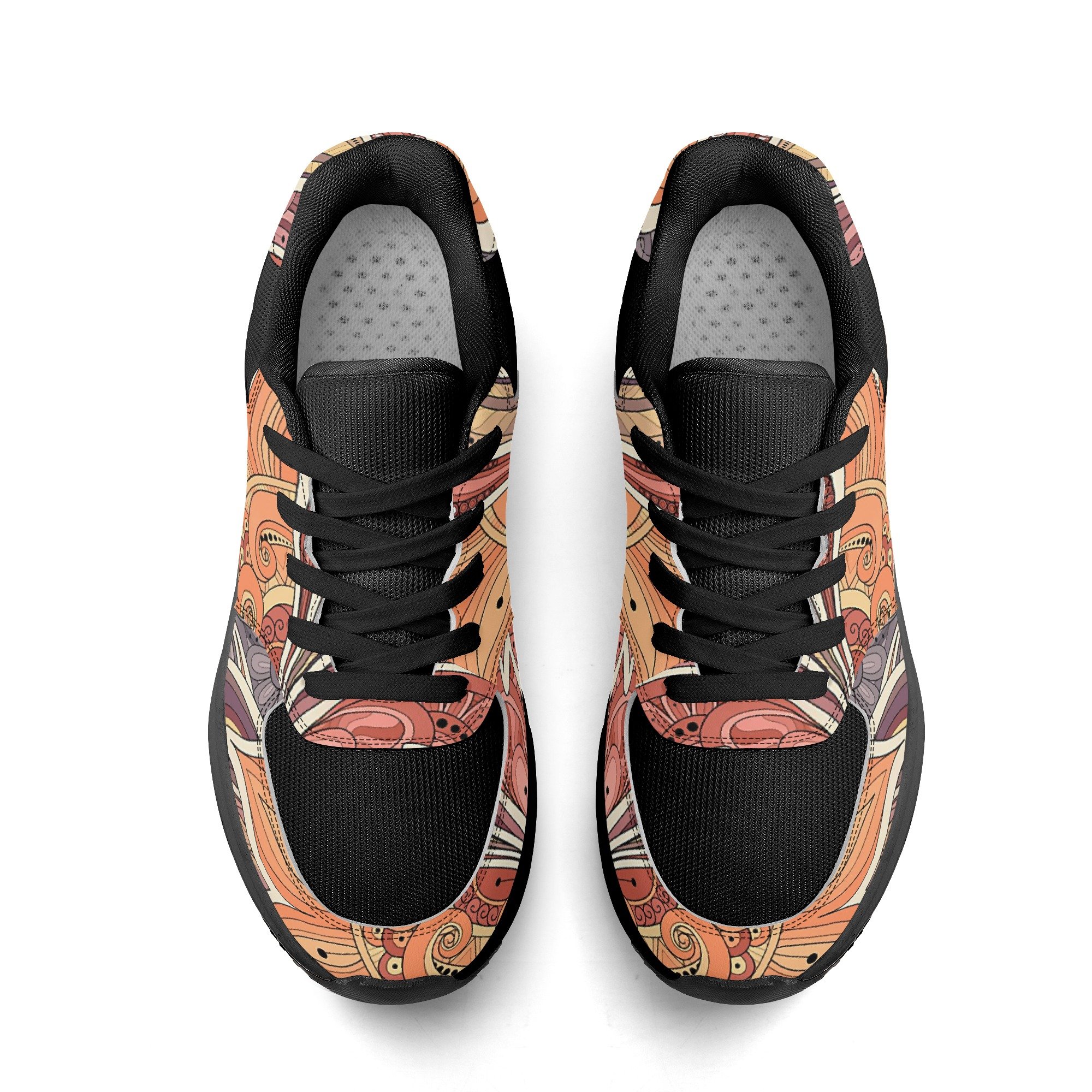 Low-top PU and mesh platform sneakers, lightweight, Boho Chic