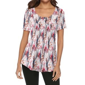 Women's Boho Chic Round Neck Short Sleeve Loose Blouse