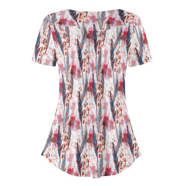 Women's Boho Chic Round Neck Short Sleeve Loose Blouse