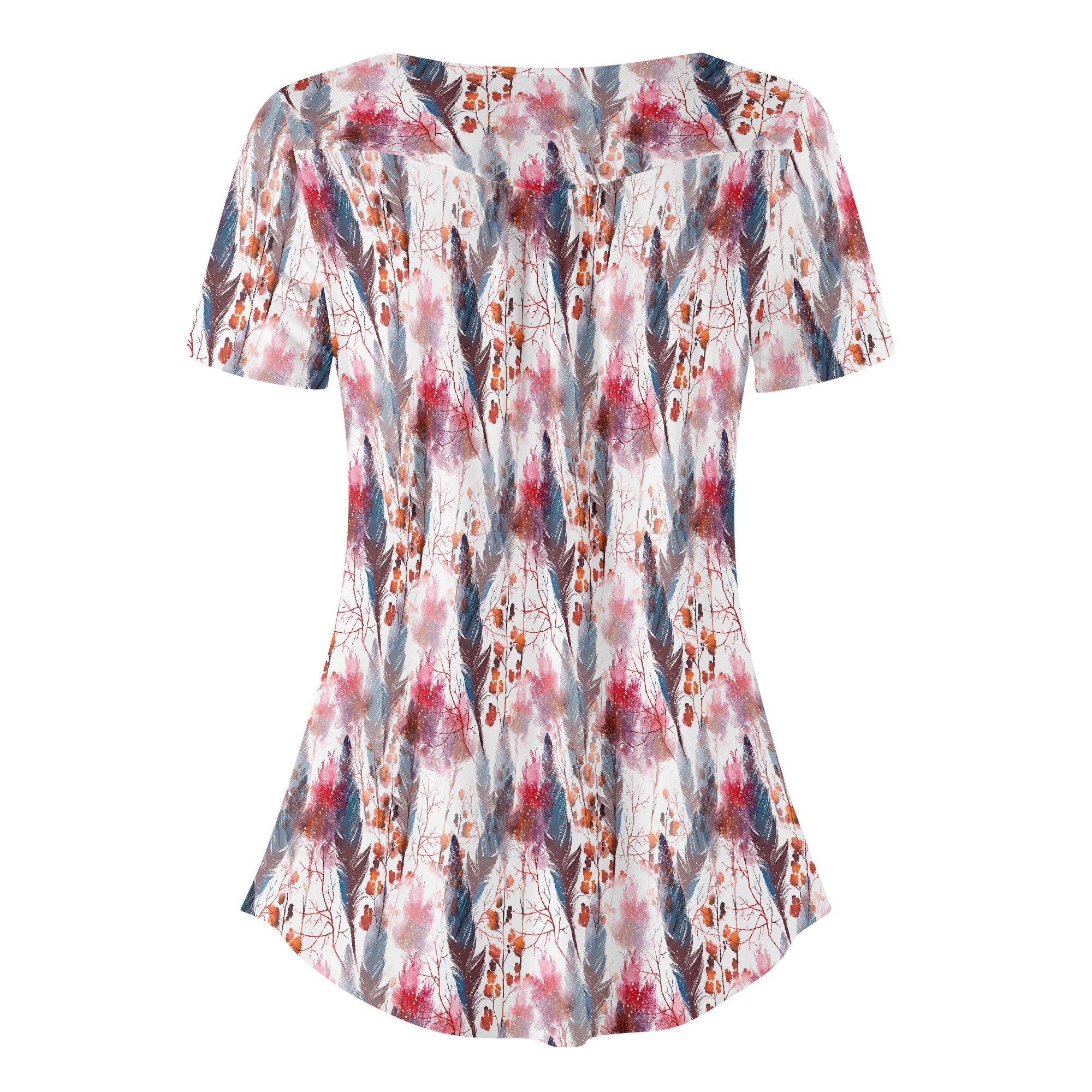 Women's Boho Chic Round Neck Short Sleeve Loose Blouse