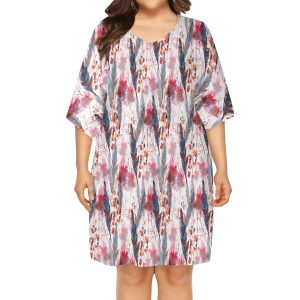 Women's Boho Chic V Neck Batwing Sleeve Loose Dress