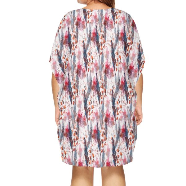 Women's Boho Chic V Neck Batwing Sleeve Loose Dress
