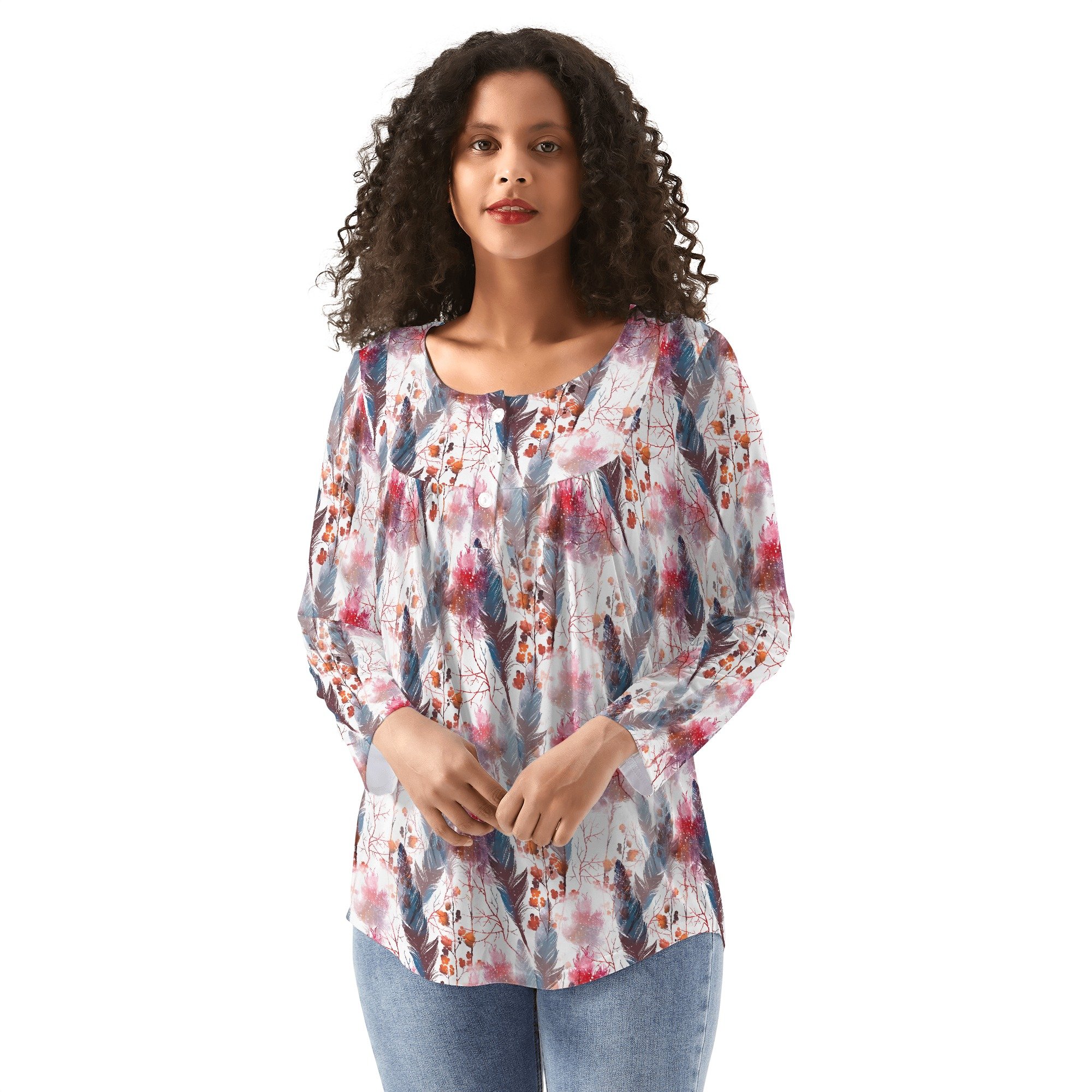 Boho Chic Women's Babydoll Neck Casual Top