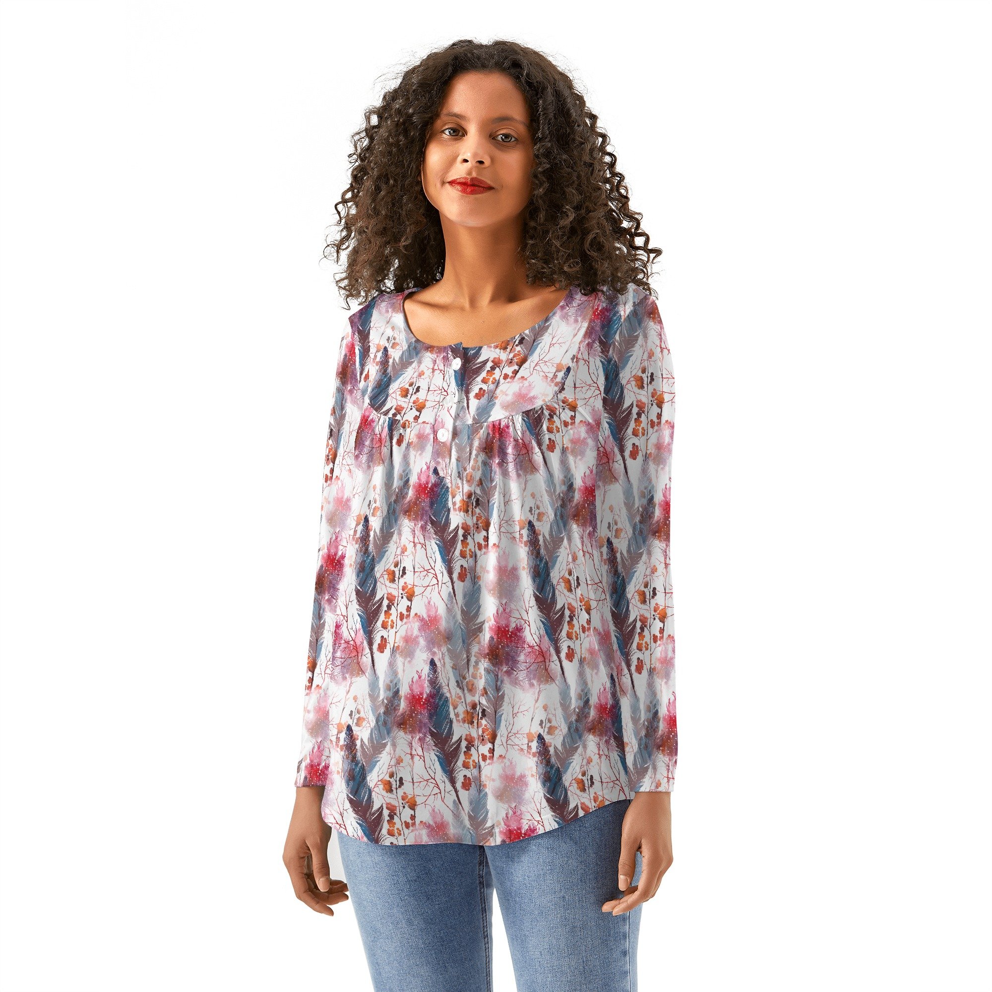 Boho Chic Women's Babydoll Neck Casual Top