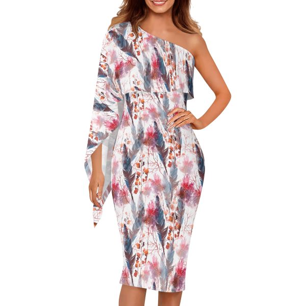 Women's Bohemian Chic One Shoulder Sleeves Formal Evening Dress