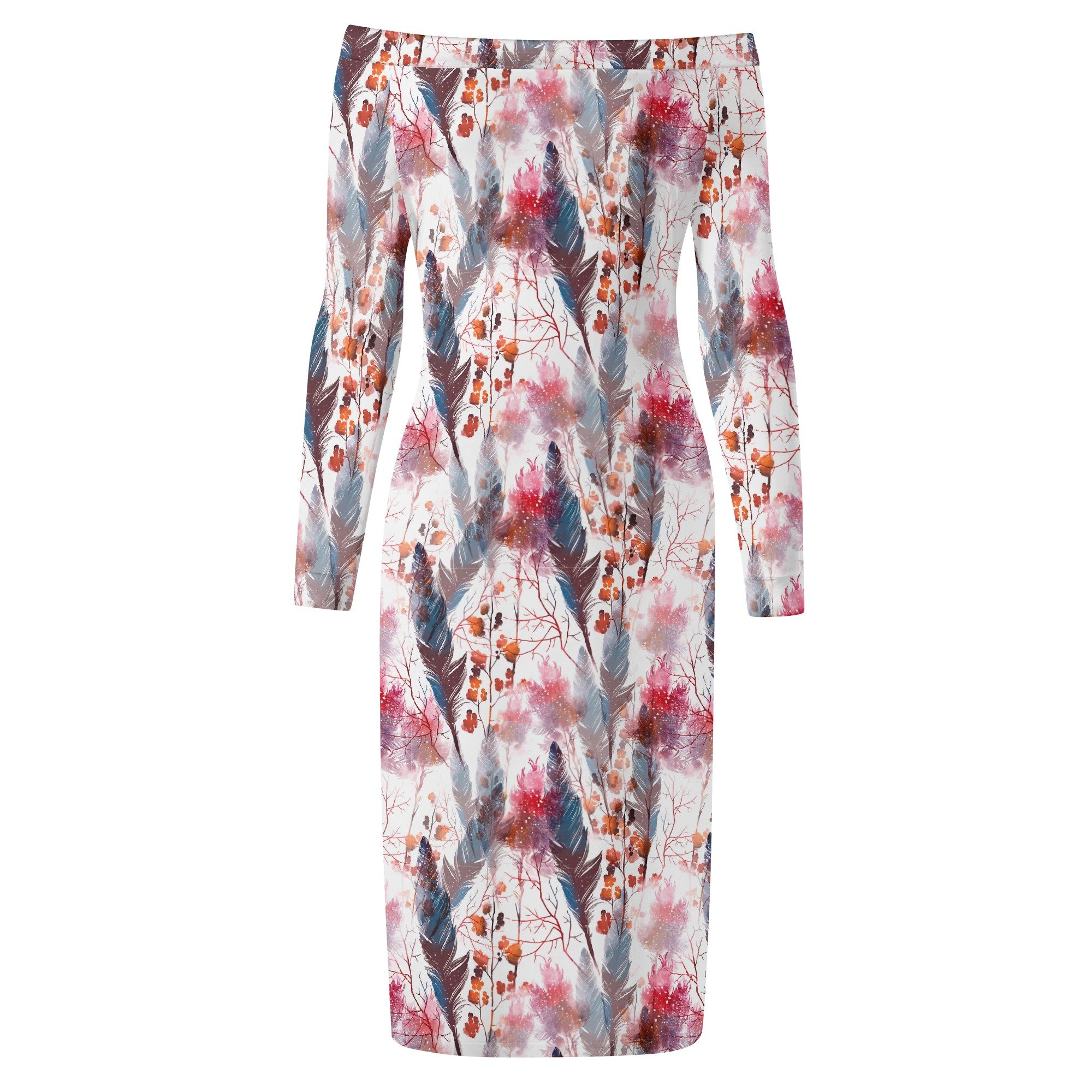 Women's Elegant Long Sleeve Off Shoulder Wrap Dress Boho Chic