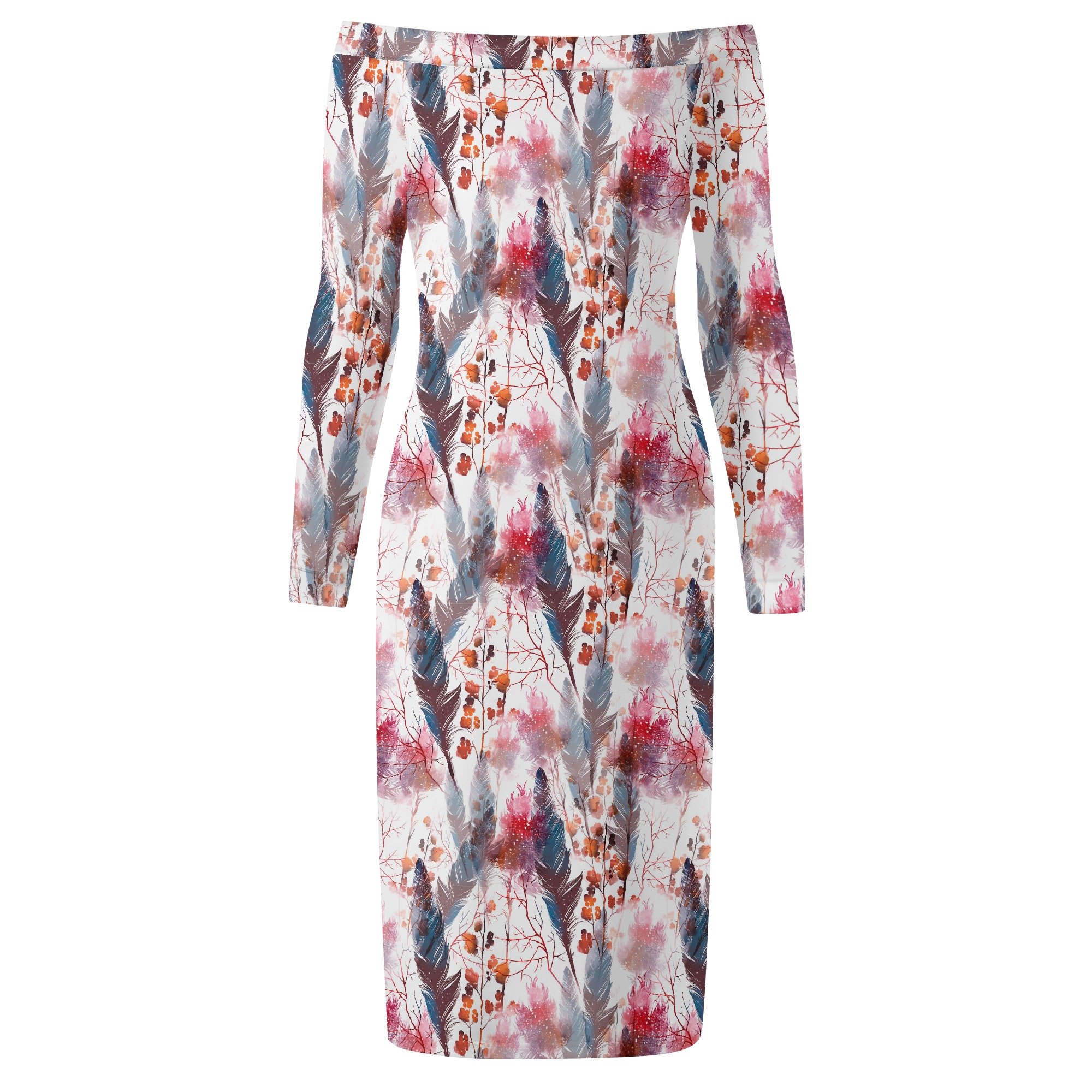 Women's Elegant Long Sleeve Off Shoulder Wrap Dress Boho Chic