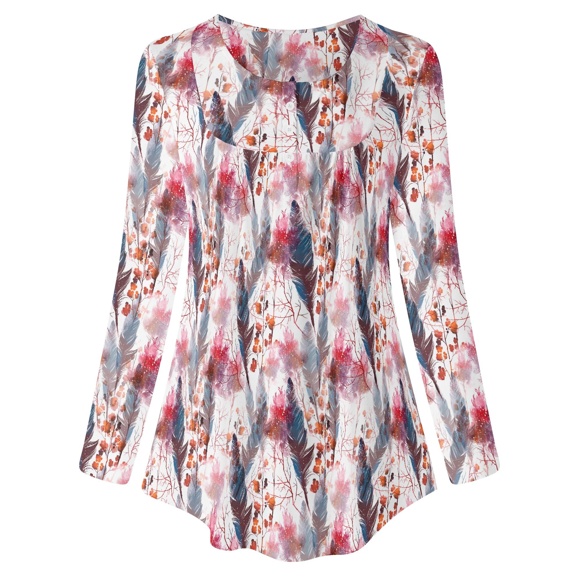 Women's Boho Chic Long Sleeve Flowy Loose Blouse