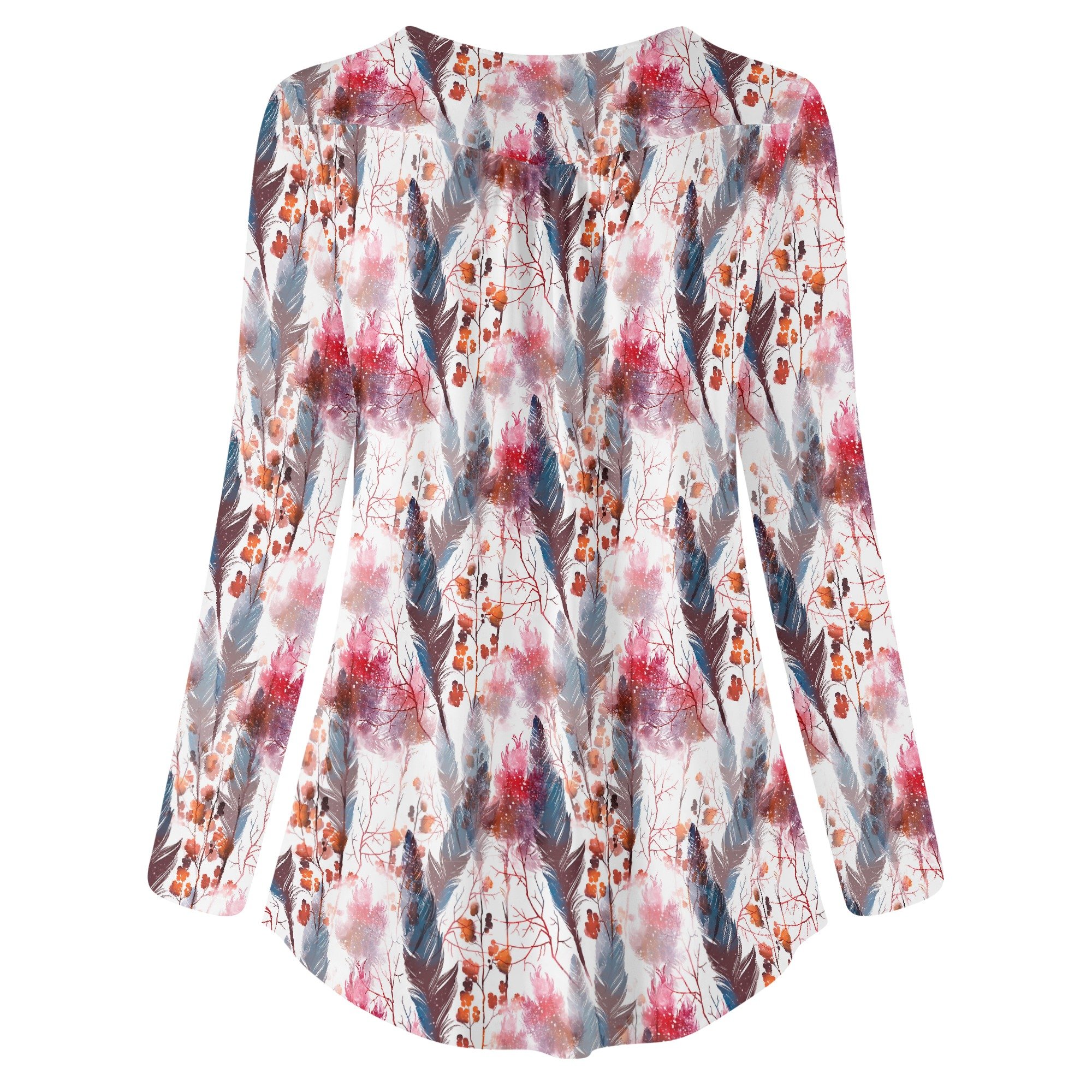 Women's Boho Chic Long Sleeve Flowy Loose Blouse