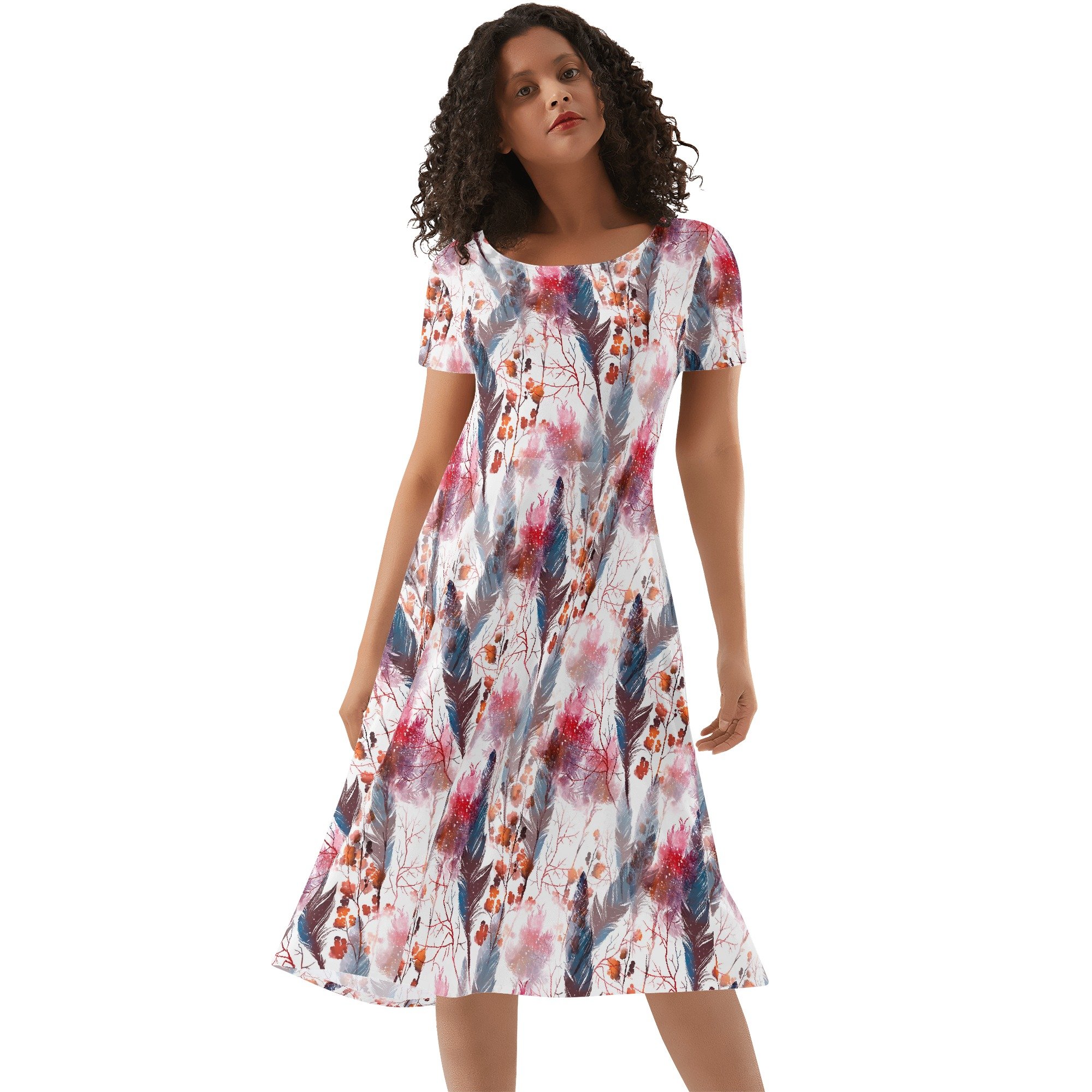 Women's Boho Chic Short Sleeve Ruffle Dress
