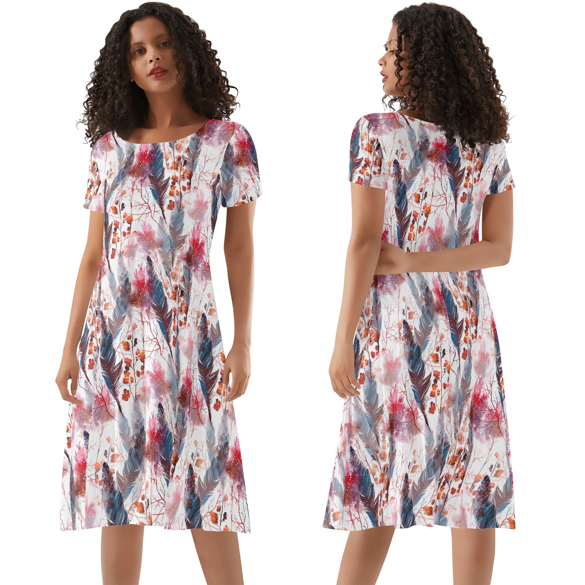 Women's Boho Chic Short Sleeve Ruffle Dress