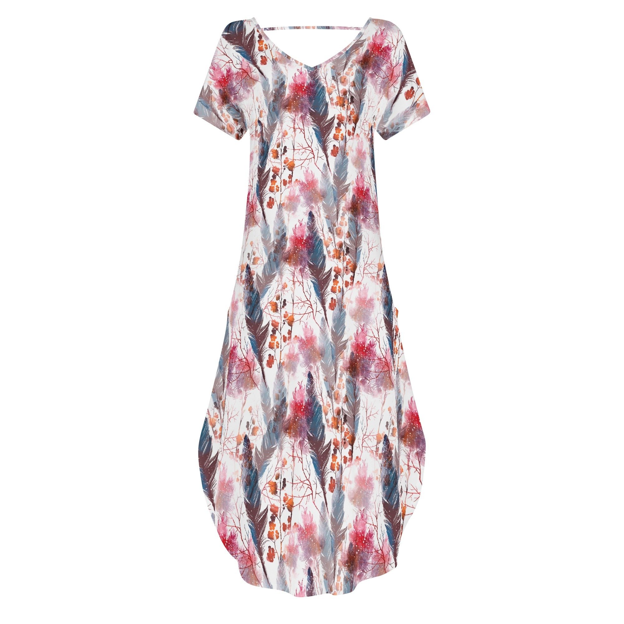 Women's Boho Chic Short Sleeve Draped Maxi Dress