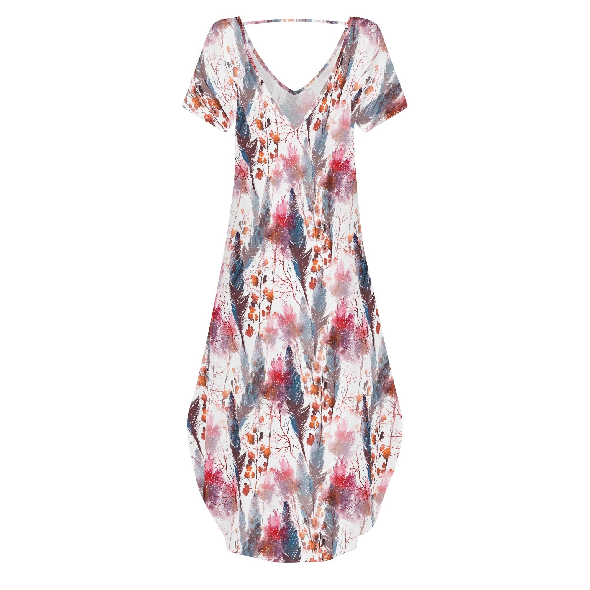 Women's Boho Chic Short Sleeve Draped Maxi Dress