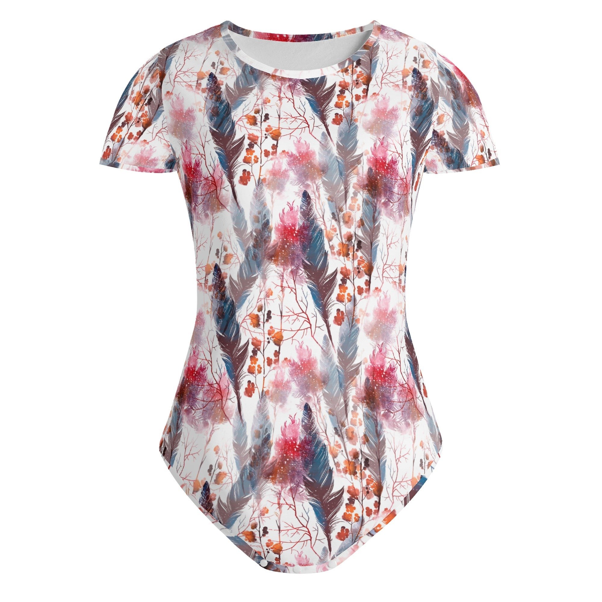 Boho Chic Women's Short Sleeve Crew Neck Bodycon Bodysuit