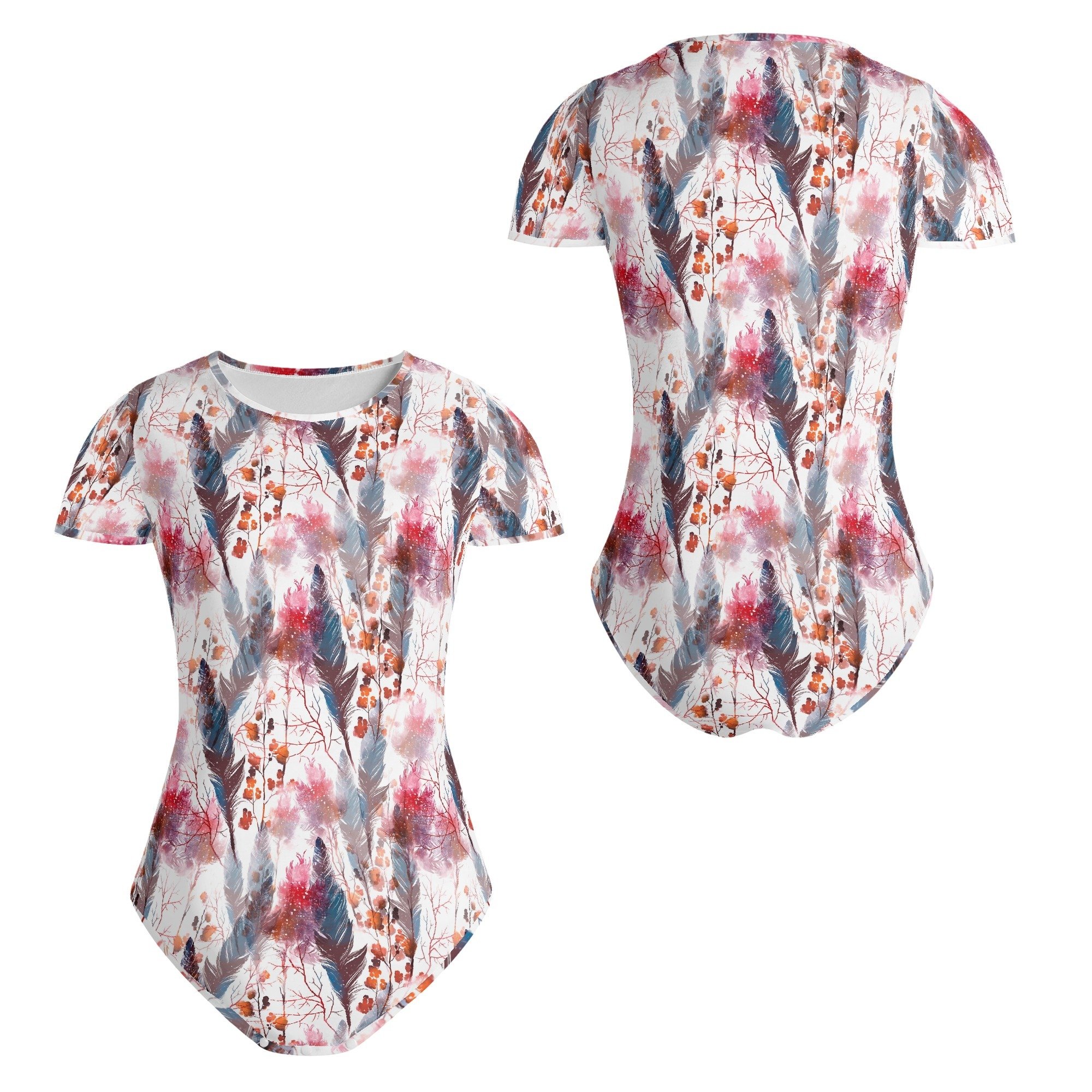 Boho Chic Women's Short Sleeve Crew Neck Bodycon Bodysuit