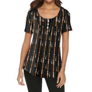 Blusa Estampada Floral con Diseño de Rayas Texturizadas