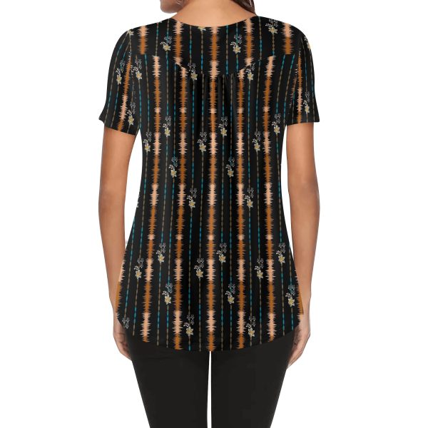 Blusa Estampada Floral con Diseño de Rayas Texturizadas
