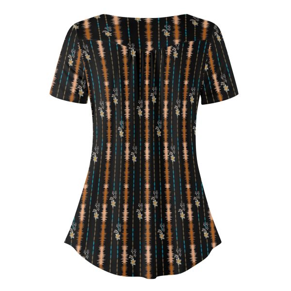 Blusa Estampada Floral con Diseño de Rayas Texturizadas