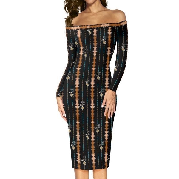 Vestido Bardot Estampado Étnico Floral
