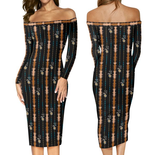 Vestido Bardot Estampado Étnico Floral